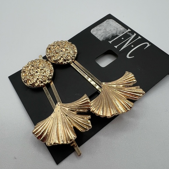 Inc International Concepts 4-Pc. Disc & Leaf Bobbypins in Gold-Tone NWT MSRP $30 - Picture 2 of 4